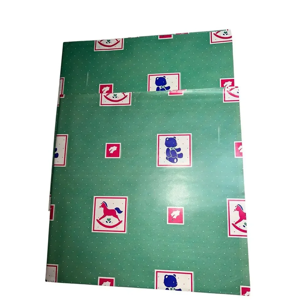Country Geese teddy bears Vintage 80s Holiday Christmas gift wrapping paper
